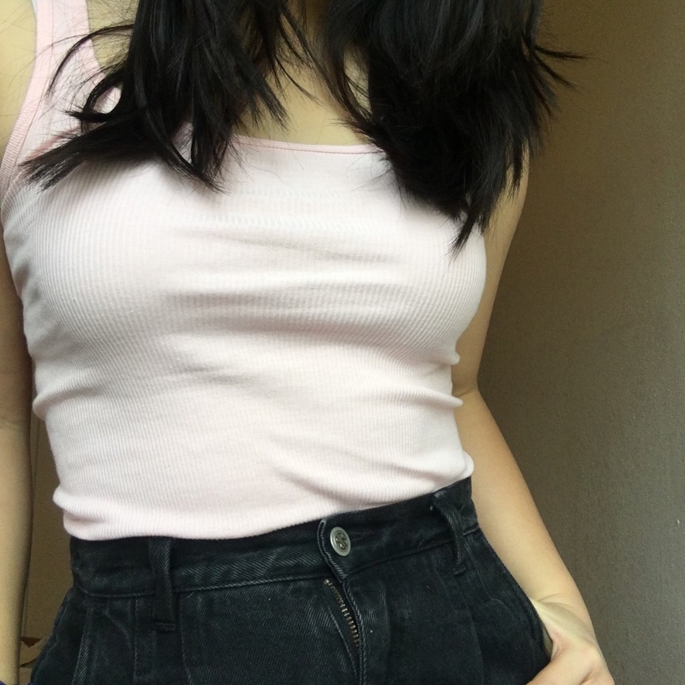 Pale pink razerback tank top